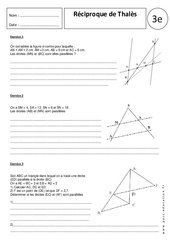 Réciproque théorème de Thalès - Exercices corrigés - Géométrie : 11ème Harmos - PDF à imprimer