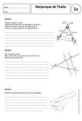 Réciproque théorème de Thalès - Exercices corrigés - Géométrie : 11ème Harmos - PDF à imprimer