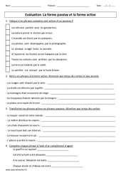 Forme active - Forme passive - Examen Evaluation : 6ème, 7ème Harmos - PDF à imprimer