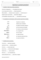Pronom personnel - Exercices corrigés : 5ème Harmos - PDF à imprimer