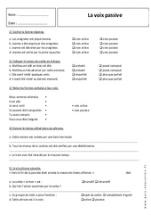 Voix passive - Exercices corrigés - Grammaire : 9eme Harmos - PDF à imprimer