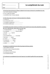 Complément du nom - Exercices corrigés - Grammaire : 9eme Harmos - PDF à imprimer