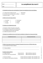 Complément du nom - Exercices corrigés - Grammaire : 9eme Harmos - PDF à imprimer