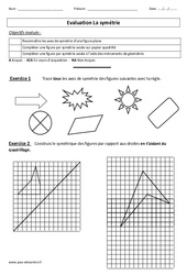 Symétrie - Examen Evaluation : 6ème, 7ème Harmos - PDF à imprimer