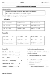 Longueur - Examen Evaluation : 6ème, 7ème Harmos - PDF à imprimer