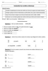 Nombres décimaux et droite graduée - Examen Evaluation : 7ème Harmos - PDF à imprimer