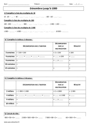 Dénombrer jusqu’à 1000 - Exercices corrigés - Numération : 5ème Harmos - PDF à imprimer