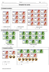 Compter les euros - Exercices corrigés - Numération : 4ème, 5ème Harmos - PDF à imprimer