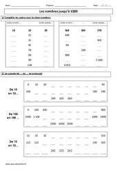 nombres jusqu’à 1000 - Exercices corrigés - Numération : 5ème Harmos - PDF à imprimer