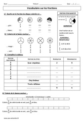 Vocabulaire sur les fractions - Exercices corrigés - Numération : 6ème, 7ème Harmos - PDF à imprimer