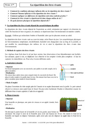 Répartition des êtres vivants - Cours - SVT : 8ème Harmos - PDF à imprimer