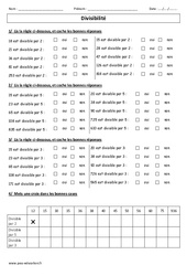 Divisibilité - Exercices corrigés - Calcul : 6ème, 7ème Harmos - PDF à imprimer