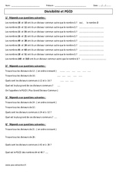 PGCD - Divisibilité - Exercices corrigés - Calcul : 7ème Harmos - PDF à imprimer