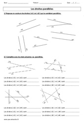 Droites parallèles - Exercices corrigés - Géométrie : 5ème Harmos - PDF à imprimer