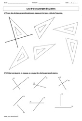 Droites perpendiculaires - Exercices corrigés - Géométrie : 5ème, 6ème Harmos - PDF à imprimer