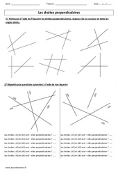 Droites perpendiculaires - Exercices corrigés - Géométrie : 6ème, 7ème Harmos - PDF à imprimer