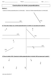 Construction de droites perpendiculaires - Exercices : 6ème, 7ème Harmos - PDF à imprimer