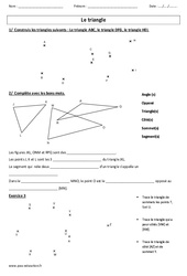 Triangle - Tracé - Vocabulaire - Exercices : 5ème, 6ème, 7ème Harmos - PDF à imprimer