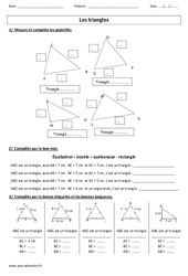 Nature des triangles - Exercices : 5ème, 6ème, 7ème Harmos - PDF à imprimer