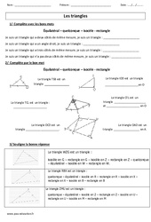 Nature des triangles - Exercices corrigés : 6ème, 7ème Harmos - PDF à imprimer