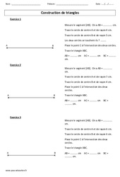 Construction de triangles - Exercices - Géométrie : 6ème, 7ème Harmos - PDF à imprimer