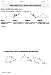 Méthode de construction de triangles au compas - Exercices - Géométrie : 6ème, 7ème Harmos - PDF à imprimer