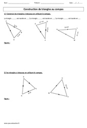 Construction de triangles - Isocèles et équilatéraux au compas - Exercices : 6ème, 7ème Harmos - PDF à imprimer