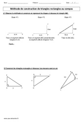 Méthode de construction de triangles au compas - Exercices  : 6ème, 7ème Harmos - PDF à imprimer