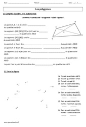 Polygones - Vocabulaire - Exercices corrigés : 6ème, 7ème Harmos - PDF à imprimer