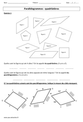 Parallélogrammes - Quadrilatères - Exercices corrigés - Géométrie : 6ème, 7ème Harmos - PDF à imprimer