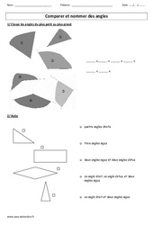 Comparer et nommer des angles - Exercices corigés : 5ème, 6ème, 7ème Harmos - PDF à imprimer