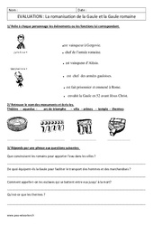 Romanisation de la Gaule - Examen Evaluation - Gaule romaine : 5ème Harmos - PDF à imprimer