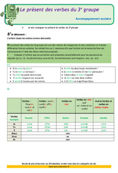 Le présent des verbes du 3e groupe - Soutien scolaire  - Aide aux devoirs : 7ème Harmos - PDF à imprimer