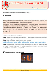 La lettre g les sons [j] et [g] - Soutien scolaire - Aide aux devoirs : 6ème Harmos - PDF à imprimer