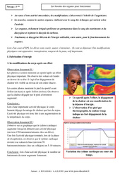 Besoins des organes pour fonctionner - Cours - SVT : 9eme Harmos - PDF à imprimer