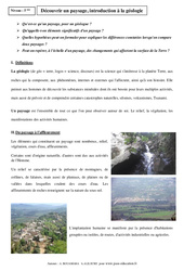 Découvrir un paysage, introduction à la géologie - Cours - SVT : 9eme Harmos - PDF à imprimer