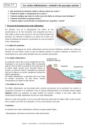 Roches sédimentaires - Mémoire des paysages anciens - Cours - Géologie - SVT : 9eme Harmos - PDF à imprimer