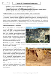 Action de l'homme sur les paysages - Cours - SVT : 9eme Harmos - PDF à imprimer