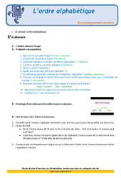 L’ordre alphabétique - Soutien scolaire - Aide aux devoirs : 4ème Harmos - PDF à imprimer