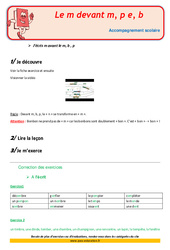 M devant m, b, p - Soutien scolaire - Aide aux devoirs : 4ème Harmos - PDF à imprimer