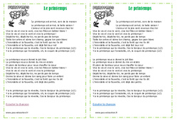 Printemps - Chanson - Michel Fugain : 5ème, 6ème, 7ème Harmos - PDF à imprimer