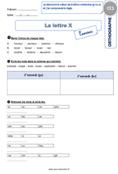 Je découvre la valeur de la lettre [x] entendue [gz] ou [cs] et j’en comprends la règle - Exercices avec correction : 4ème Harmos - PDF à imprimer