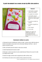 Fête des mères - Carte bouquet en cœurs - Arts plastiques : 3eme, 4ème, 5ème, 6ème, 7ème Harmos - PDF à imprimer