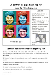 Un portrait de papa façon Pop Art  pour la fête des pères - Arts plastiques : 3eme, 4ème, 5ème, 6ème, 7ème Harmos - PDF à imprimer