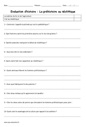 Néolithique - Examen Evaluation : 5ème Harmos - PDF à imprimer