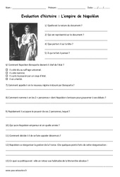 Empire de Napoléon - Examen Evaluation : 6ème, 7ème Harmos - PDF à imprimer