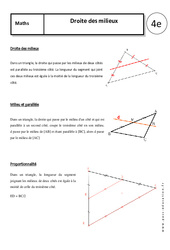 Droite des milieux - Cours - Géométrie : 10ème Harmos - PDF à imprimer