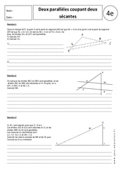 Deux parallèles coupant deux sécantes - Exercices corrigés - Géométrie : 10ème Harmos - PDF à imprimer