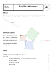 Propriété de Pythagore - Cours - Triangles rectangles - GéométrieThéorème de Pythagore : 10ème Harmos - PDF à imprimer