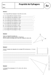 Propriété de Pythagore - Exercices corrigés - Triangles rectangles - Géométrie : 10ème Harmos - PDF à imprimer